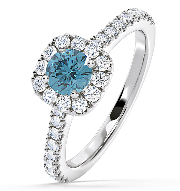 Elizabeth Blue Lab Diamond 1.00ct Halo Ring in 18K White Gold - Elara Collection
